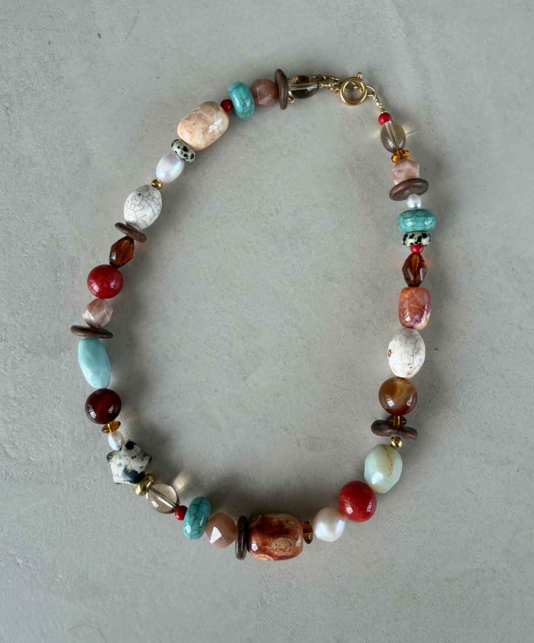 4 - Mix beige & rood/oranje Necklace (seastory)