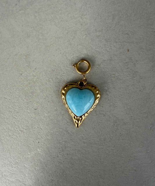Blauw met goud hart Charm