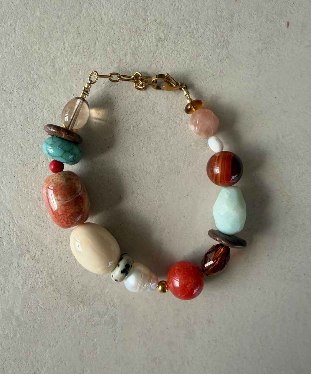 21 - Mix beige & rood/oranje Bracelet