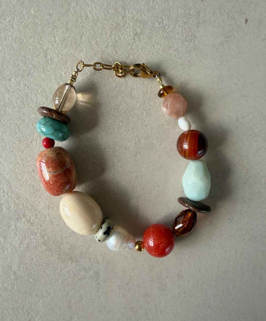 21 - Mix beige & rood/oranje Bracelet